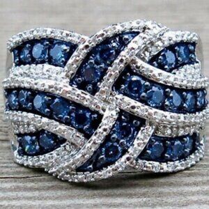 New 925 Sterling Silver Diamond Ring  6-9